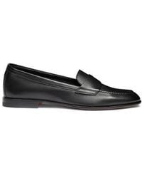 Santoni - Schwarze Penny-Loafer Für Damen Aus Leder - Lyst
