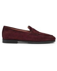 Santoni - Bordeauxrote Loafer Carla Für Damen Aus Wildleder - Lyst