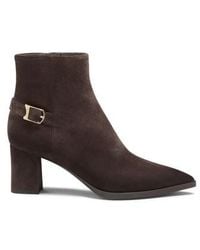 Santoni - Dunkelbraune Stiefeletten Für Damen Aus Wildleder Mit Mittelhohem Absatz - Lyst