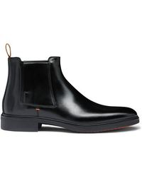 Santoni - Schwarze Stiefeletten Easy Für Herren Aus Leder - Lyst