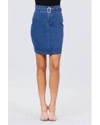 Saralegui Elasticized Waist Pocket Denim Skirt - Blue
