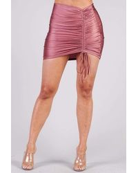 Saralegui Sexy Ruched Mini Pencil Skirt - Pink