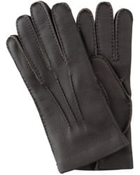 Mario Portolano Cashmere-lined Grain-leather Gloves - Brown