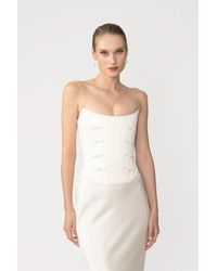 SAU LEE - Della Satin Corset Top - Lyst