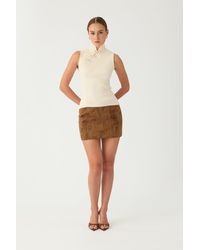 SAU LEE - Tilda Suede Skirt - Lyst