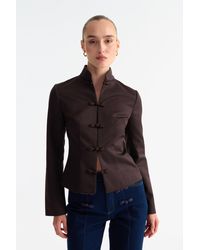 SAU LEE - Sloane Satin Tang Blazer - Lyst