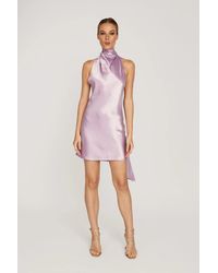 SAU LEE Penny Backless Satin Mini Dress in Black | Lyst UK