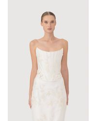 SAU LEE - Sutton Embroidered Corset Top - Lyst