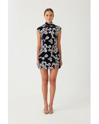 SAU LEE - Devon Velvet Mini Dress - Lyst