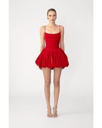 SAU LEE - Miley Velvet Mini Dress - Lyst