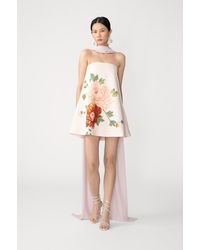 SAU LEE - Ruby Satin Dress With Scarf - Lyst