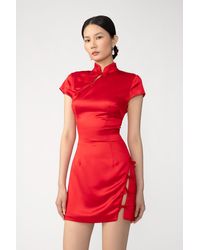 SAU LEE - Tina Satin Mini Dress - Lyst