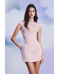SAU LEE - Cara Satin Jacquard Mini Dress - Lyst