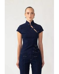 SAU LEE - Iris Denim Top - Lyst