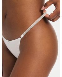 Savage X - Midnight Microfiber Rhinestone G-string Knickers - Lyst