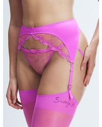 Savage X - Loveline Satin Suspender Belt - Lyst