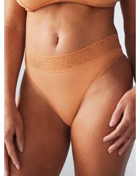 Savage X - Cotton Essentials Lace-trim Mid-rise Thong - Lyst