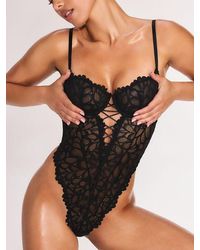Savage X - Savage Not Sorry Lace Underwire Lace Teddy - Lyst