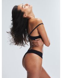 Savage X - Cotton Essentials Lace-trim Mid-rise Thong Panty - Lyst
