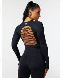 Savage X - Lace Up Open-back Long-sleeve Top - Lyst