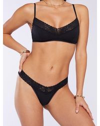 Savage X - Cotton Essentials Classic Lace-trim Thong - Lyst