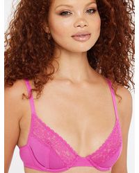 Savage X - Cotton Essentials Lace-trim Unlined Bra - Lyst