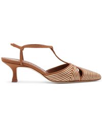 Manolo Blahnik - Turgimod 50 Brown And Gold Pumps - Lyst