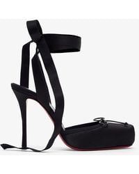 Christian Louboutin - Cassia Lace Up 100 Black Satin Pumps - Lyst