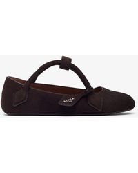 Alaïa - Teckel Brown Suede Ballet Flats - Lyst