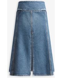 Alaïa - Mid-Rise Denim Midi Skirt - Lyst