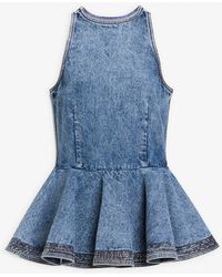 Alaïa - Blue Denim Peplum Top - Lyst