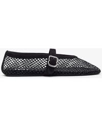 Alaïa - Strass Mesh Suede Ballet Flats - Lyst