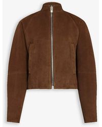 Alaïa - Round Brown Suede Jacket - Lyst