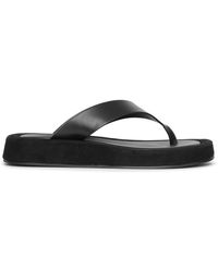 the row ginza leather and suede platform flip flops