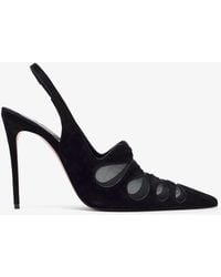 Christian Louboutin - Circus Max 100 Black Suede Slingback Pumps - Lyst