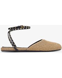 Alaïa - Paper Straw Nature Flat Sandals - Lyst