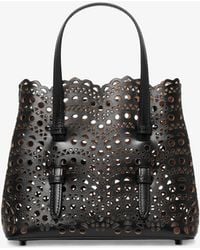Alaïa - Mina 20 Vienne Vague Black Leather Tote Bag - Lyst