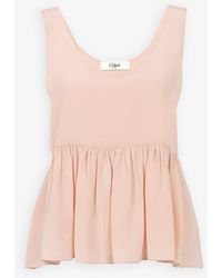 Chloé - Delicate Pink Peplum Silk Top - Lyst