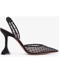 AMINA MUADDI - Holli 95 Black Polka Dot Lace Slingbacks - Lyst