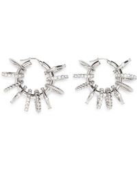 AMINA MUADDI - Multi Ring Hoop Big White And Silver Crystal Earrings - Lyst