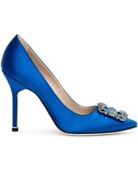Manolo Blahnik Hangisi Satin Pump Royal Blue Us