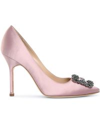 Manolo Blahnik Hangisi 105 Pink Satin Pumps