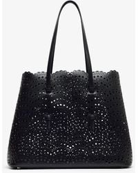 Alaïa - Mina 37 Vienne Black Leather Tote Bag - Lyst