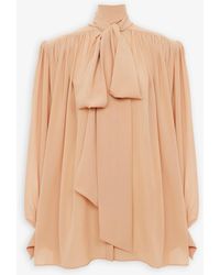 Chloé - Oversized Gathered Lavalliere Blouse - Lyst