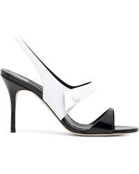Manolo Blahnik - Climnetra 90 Black And White Patent Sandals - Lyst