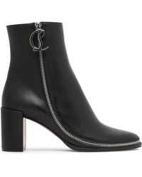 Christian Louboutin - Cl Zip Booty 70 Logo-plaque Leather Heeled Ankle Boots - Lyst