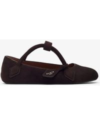 Alaïa - Teckel Brown Suede Ballet Flats - Lyst