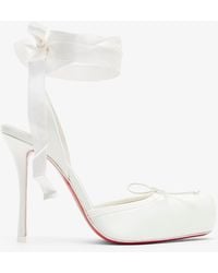 Christian Louboutin - Cassia Lace Up 100 Ivory Satin Pumps - Lyst