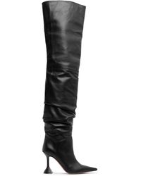 AMINA MUADDI - Olivia 95 Black Leather Over Knee Boots - Lyst
