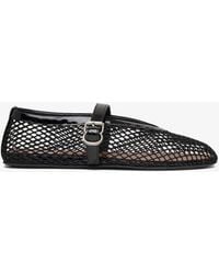 Alaïa - Ballerina Strap Mesh Leather Flats - Lyst